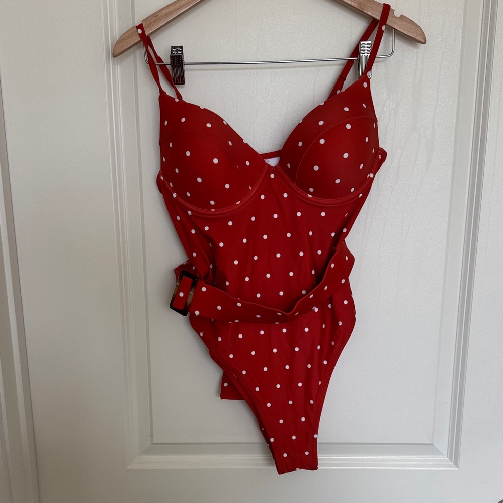 Burnt Orange Polka Dot One-Piece Swimsuit